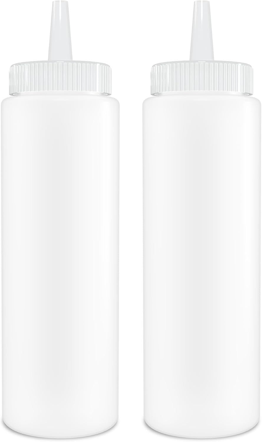 BRIGHTFROM 8 Oz Clear Condiment Squeeze Bottles 2 Pack