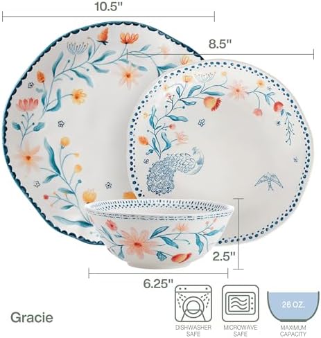 Fitz and Floyd Gracie Floral 12-Piece Dinnerware Set