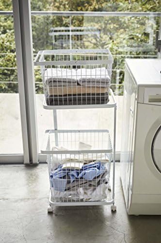 Yamazaki Home Steel Cart for Tower Laundry Basket Wagon White