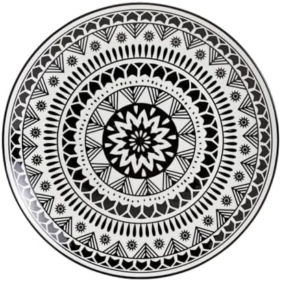 12 Piece Black Pad Print Dinnerware Set 1