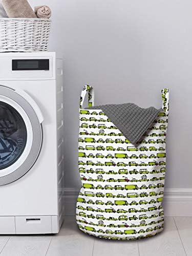 Ambesonne Laundry Basket 13 x 19 Apple Green with Handles