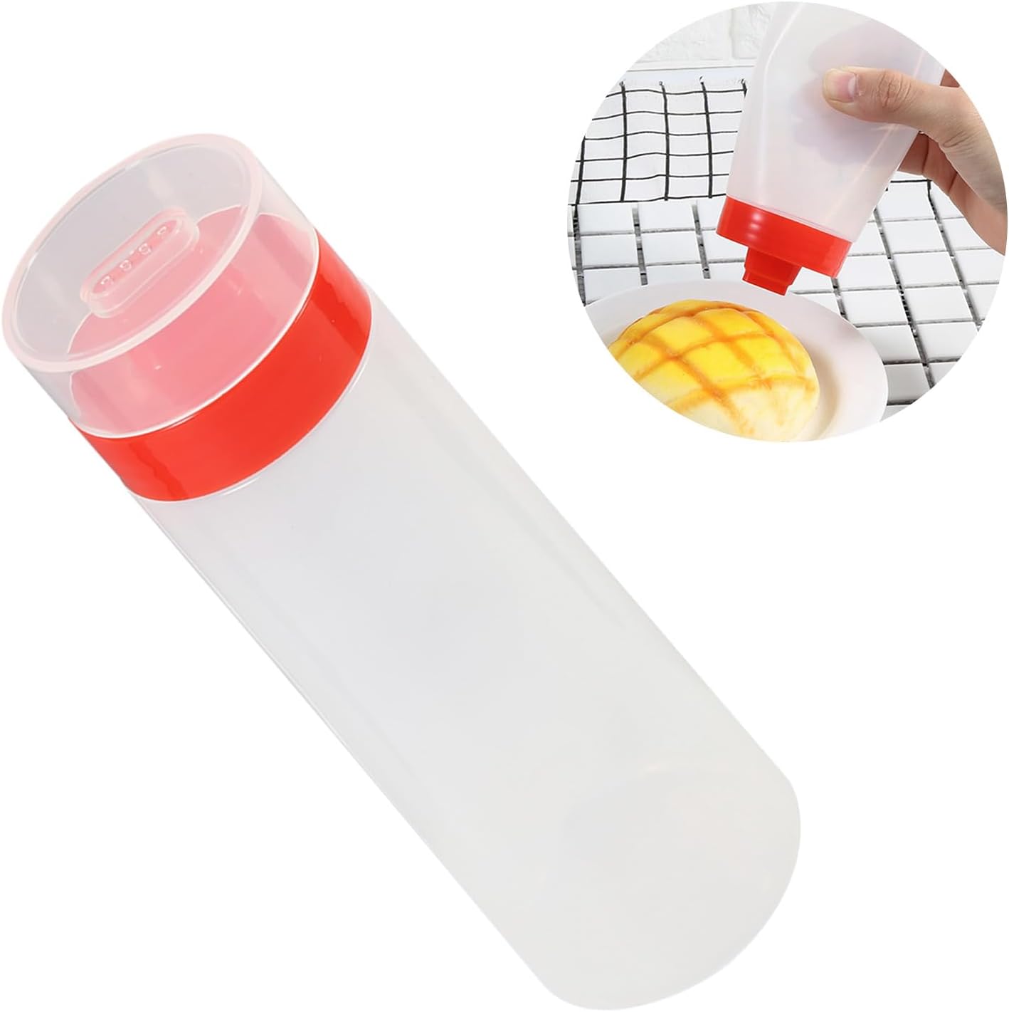 Aramox Squeeze Sauce Bottles with 4-Holes Pack of 2 Red