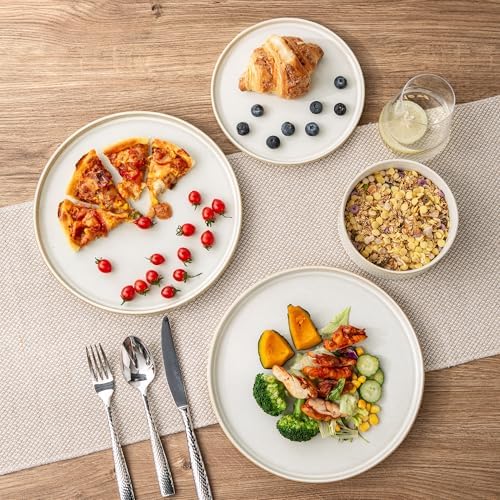AmorArc Ceramic Dinnerware Set for 4 Unique Glazed Plates and Bowls