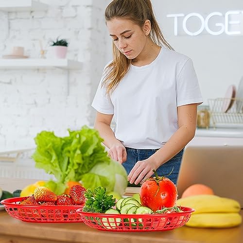 50 Pack Red Plastic Food Baskets for Serving