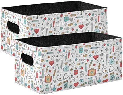 Poeticcity Felt Cloth Storage Box 2PCS Collapsible
