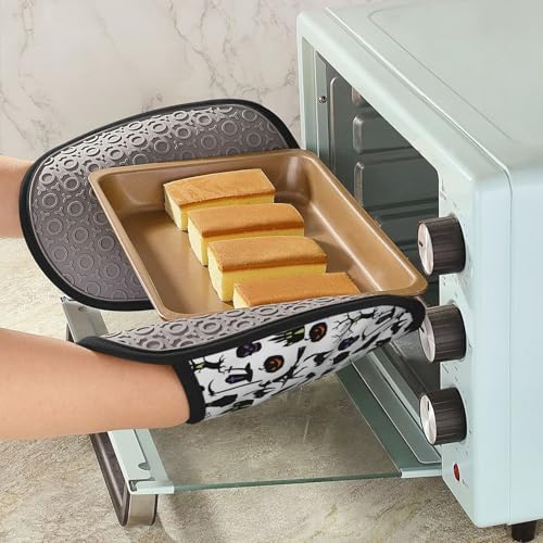 Halloween Pumpkin Black Heat Resistant Oven Mitts