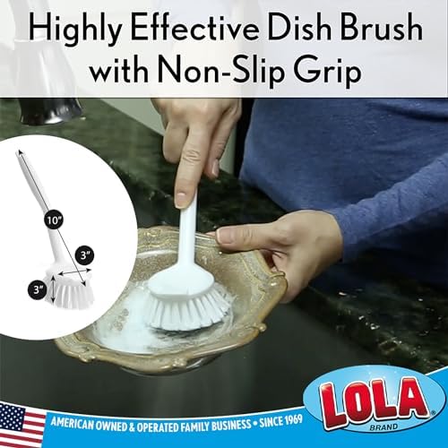 Lola Dish Brush with Scraper Non-Slip Handle 1 Pack