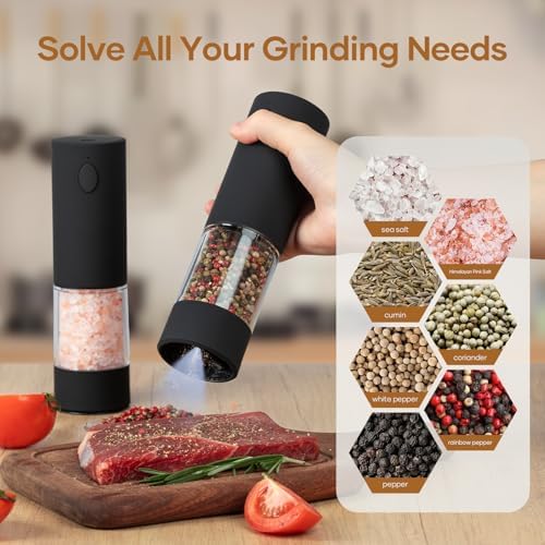 OPIIV 2 Pack Electric Salt Pepper Grinder Set