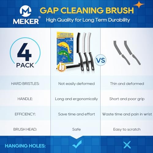MEKER Crevice Cleaning Brush Set 4PCS Hard Bristle