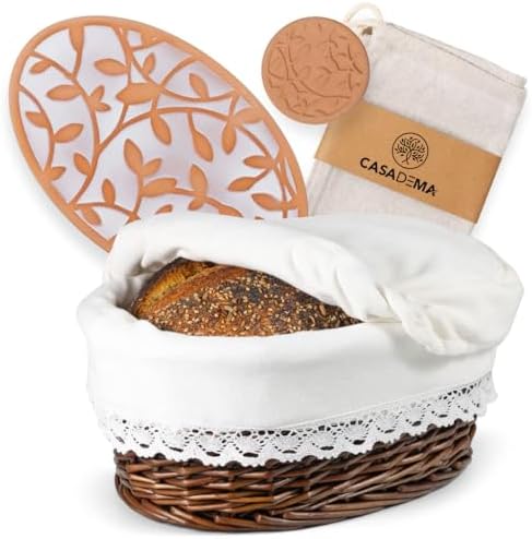 CASADEMA Bread Warmer Basket with Liner and Lid 1