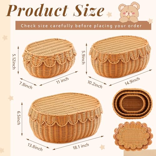 Juexica 3 Pcs Scalloped Wicker Storage Basket Set 1