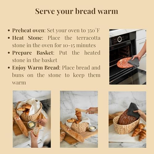 Bread Warmer Basket with Stone - 118x9x472 Inches