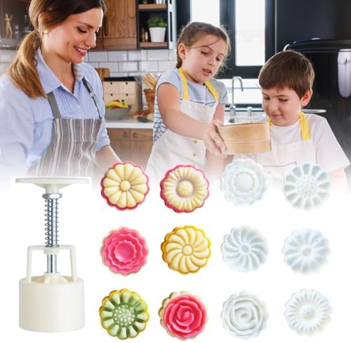 Wooauto 50g 125g Moon Cake Mold Set with Flower Patterns
