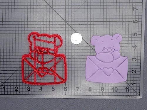 Valentines Day Teddy Bear Cookie Cutter with Heart Envelope