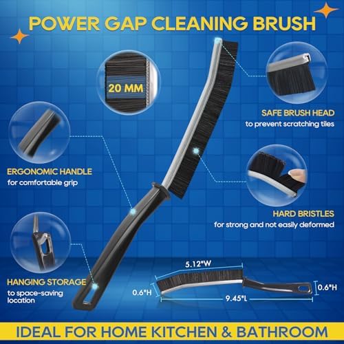 MEKER Crevice Cleaning Brush Set 4PCS Hard Bristle
