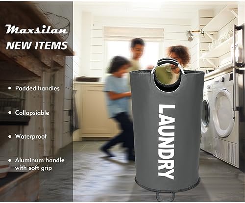 90L Large Laundry Basket with Waterproof Foam Protected Aluminum Handles