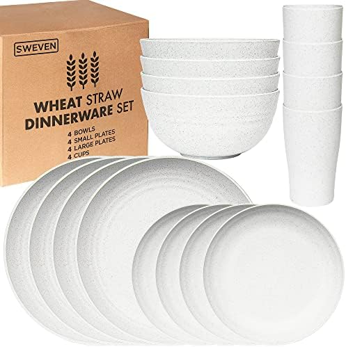 SWEVEN Wheat Straw Dinnerware Set for 4