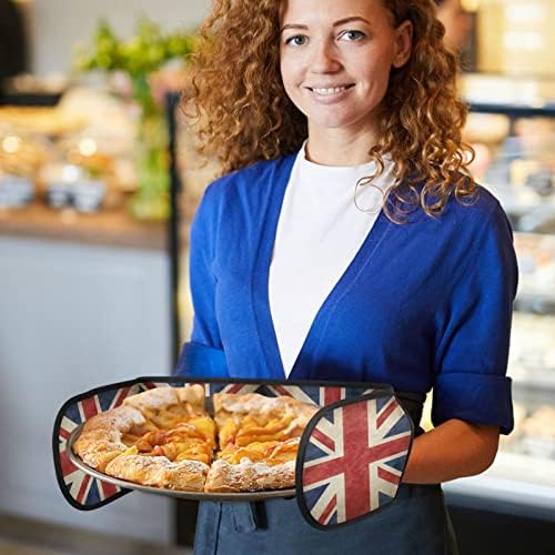 Quteprint Long Double Oven Mitts with UK Flag Pattern