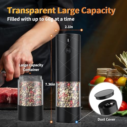 4Pack Electric Salt and Pepper Grinder Set with LED Light