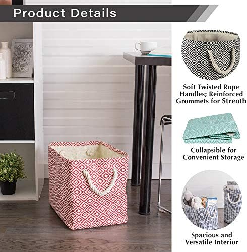 DII Chevron Woven Paper Storage Bin Medium Round Aqua
