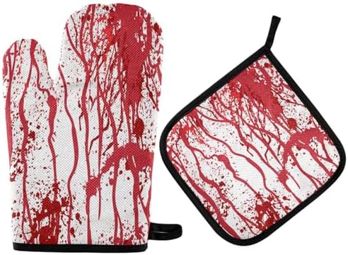 QUGRL Custom Halloween Blood Oven Mitt Set