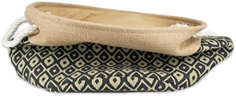 DII Collapsible Black Burlap Ikat Storage Bin