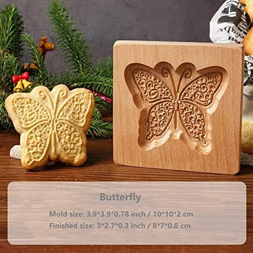 SNOOSZ Wooden Cookie Mold Cat Butterfly Shape