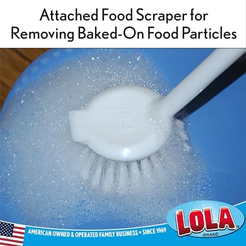 Lola Dish Brush with Scraper Non-Slip Handle 1 Pack