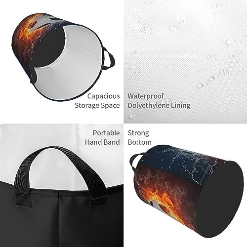 Gbuzozie Soccer Ball Laundry Hamper with Fire Water Design