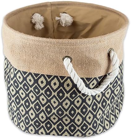 DII Collapsible Black Burlap Ikat Storage Bin