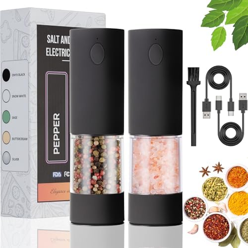 OPIIV 2 Pack Electric Salt Pepper Grinder Set