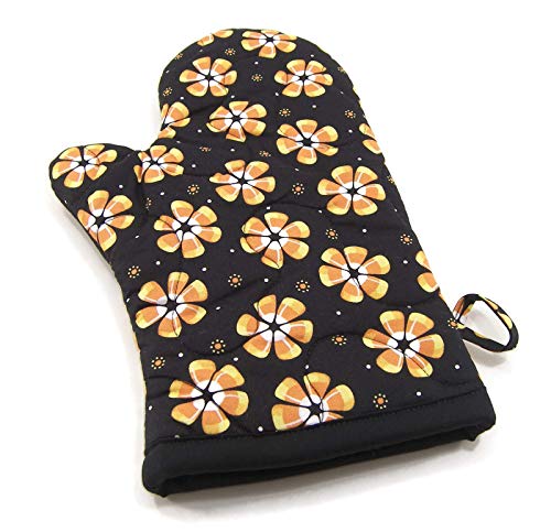 Handmade Halloween Oven Mitt with Candy Corn Flowers 1