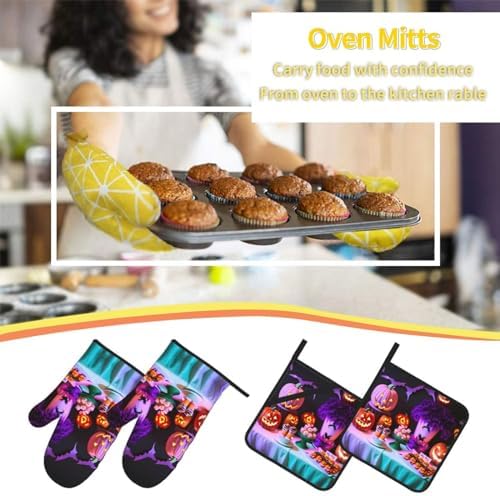 BrUgui 4-Piece Oven Mitts and Potholders Set