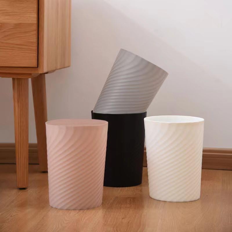 Round Small Plastic Trash Can with Liner 18 Gallon Pink