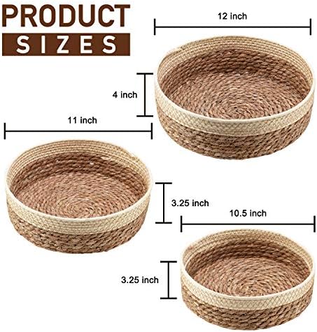 Round Rattan Baskets Set for Kitchen Pantry Bathroom Storage