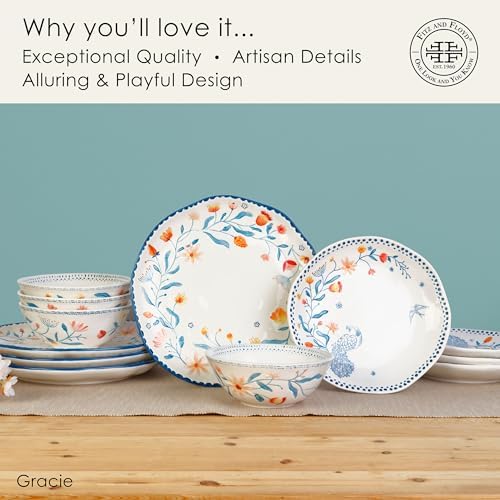 Fitz and Floyd Gracie Floral 12-Piece Dinnerware Set