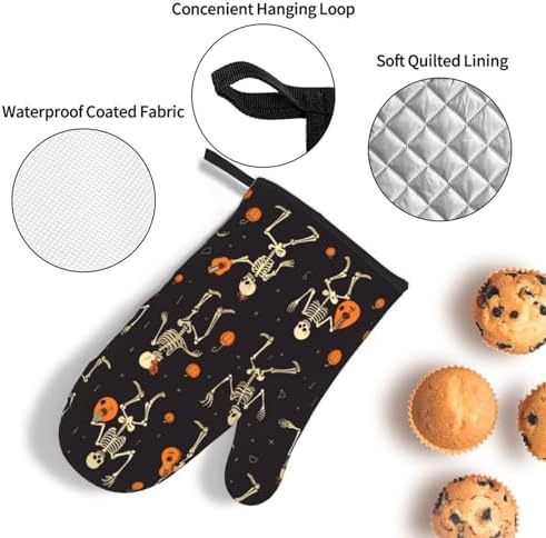Beubebim Funny Halloween Skull Oven Mitts Set of 3