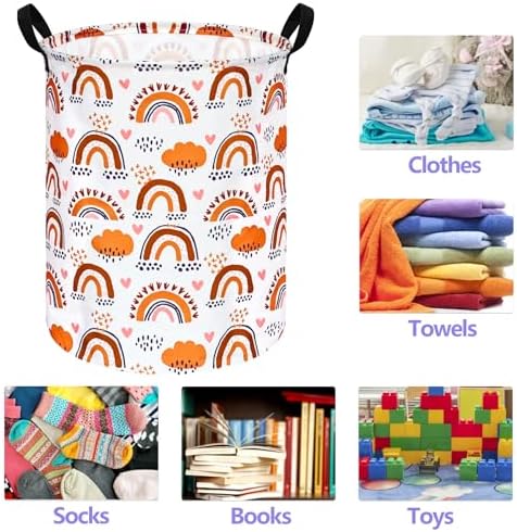 197 Inch Rainbow Round Laundry Basket with Handles