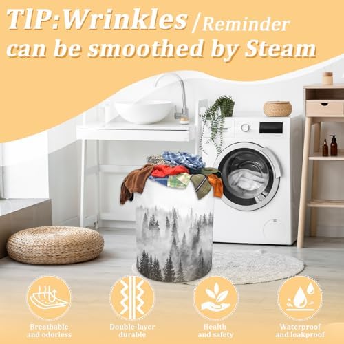 Misty Foggy Mountain Laundry Basket - Foldable Waterproof Oxford