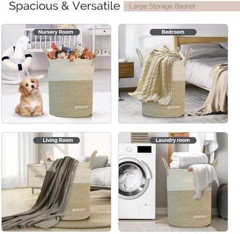 GOCAN Large Tall Laundry Hamper Basket Woven Storage 1
