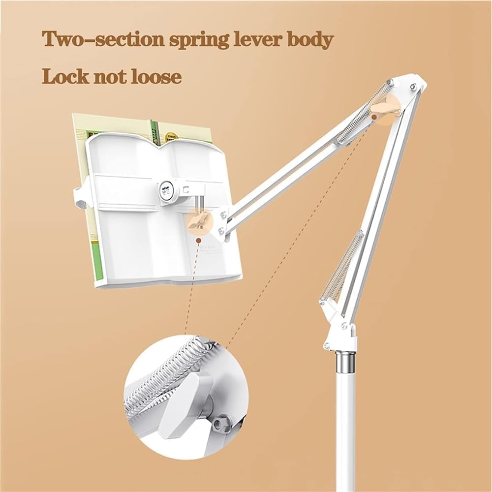 Adjustable Floor Stand for Tablets and Cookbooks - 180 Degree Swivel