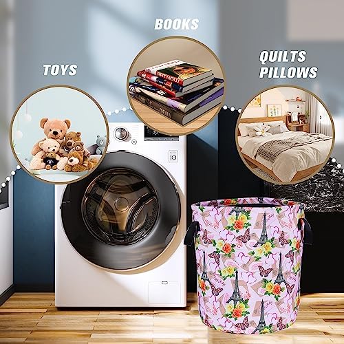 NUTAINLA Eiffel Tower Laundry Basket Foldable Oxford Cloth Tote Bag