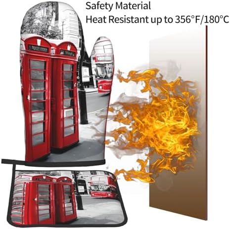 Quopvn Telephone Booth Oven Mitts and Pot Holders 2pcs Set