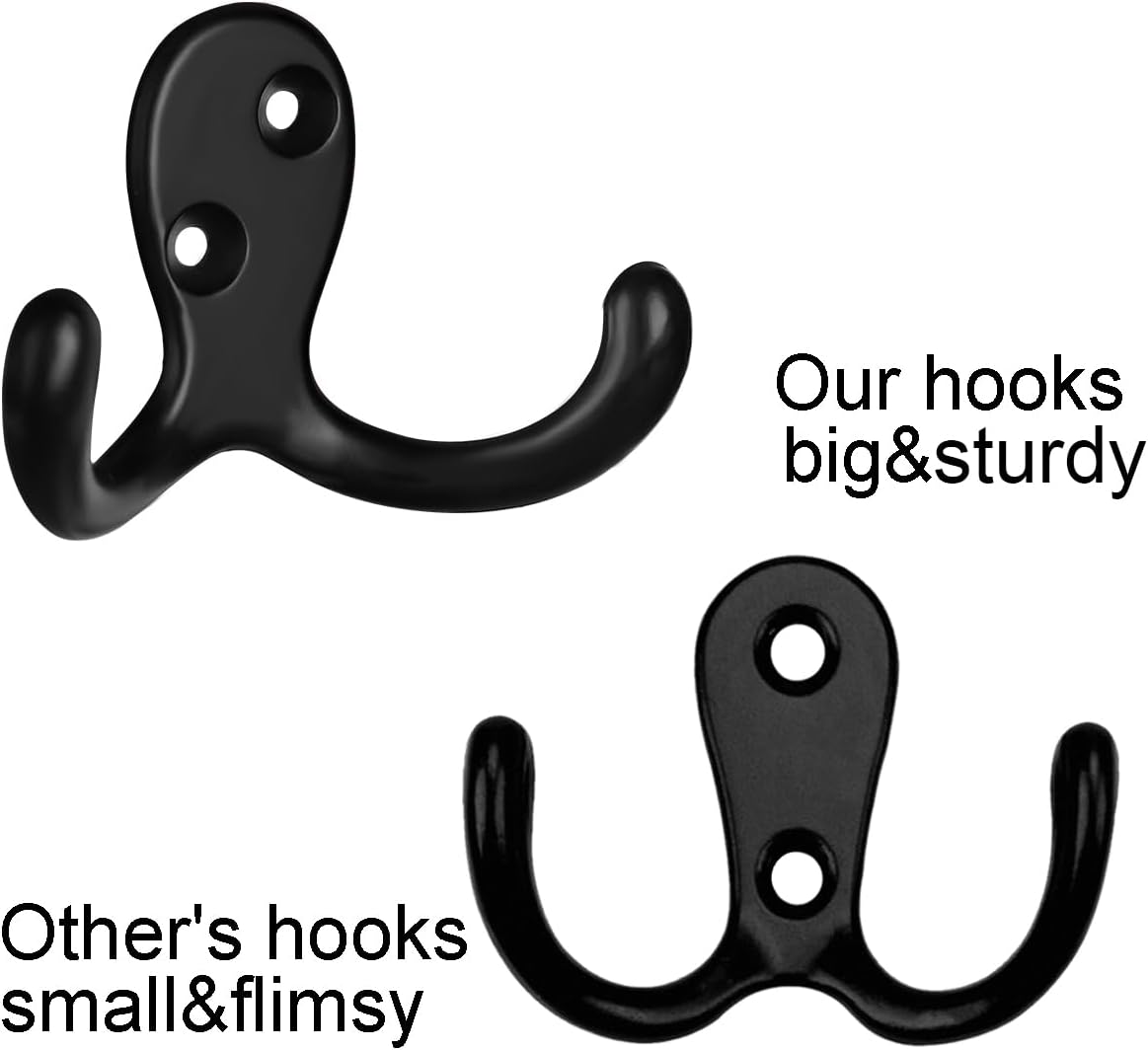 IBosins 28 Pack Heavy Duty Double Prong Coat Hooks