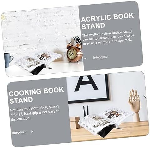 Amosfun Adjustable Cookbook Stand Black Acrylic