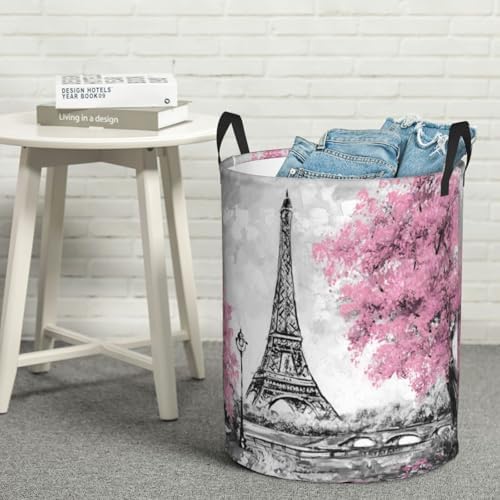 CooBex Large Pink Laundry Basket with Handles