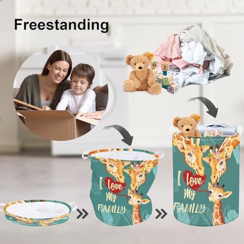 Clastyle 45L Green Giraffe Laundry Basket with Lid