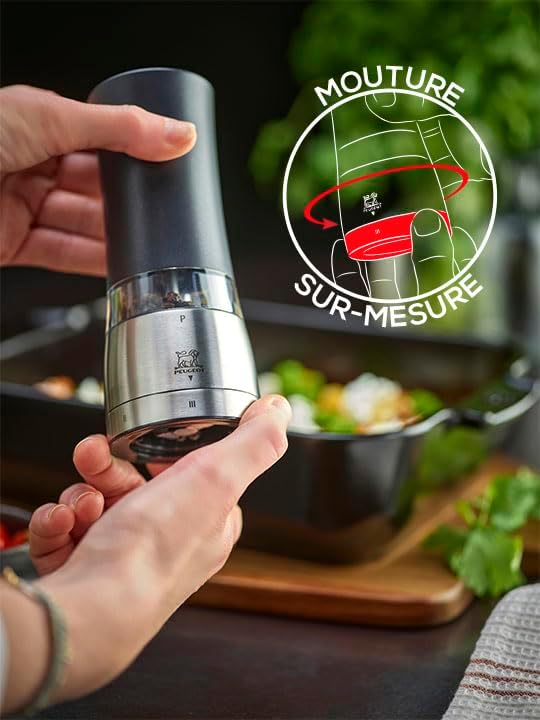 Peugeot Daman Duo Electric Pepper and Salt Mill Set of 2 Iridescent Black