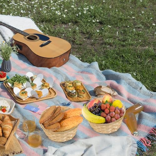 TOPZEA 10 Pack Round Bamboo Wicker Food Baskets