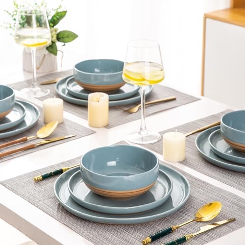 AmorArc Stone Blue Dinnerware Set for 6 18 Pieces